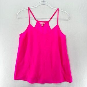 Lilly Pulitzer Silk Racer Back Solid Bright Pink Tank Top